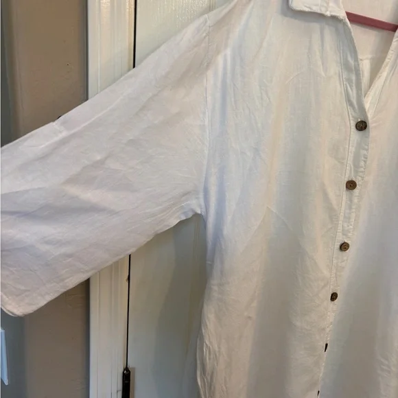 Saga Made in Italy 100% Linen Button up Oversized Shirt/Dress One Size - Picture 6 of 10